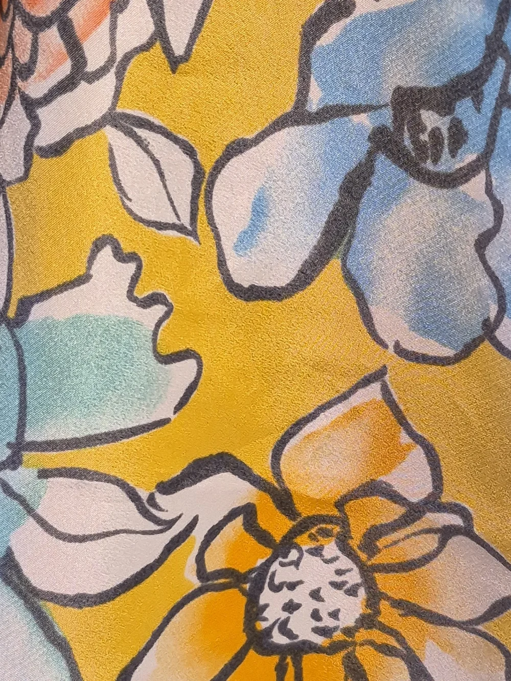 Vera Floral Silk Scarf in Yellow